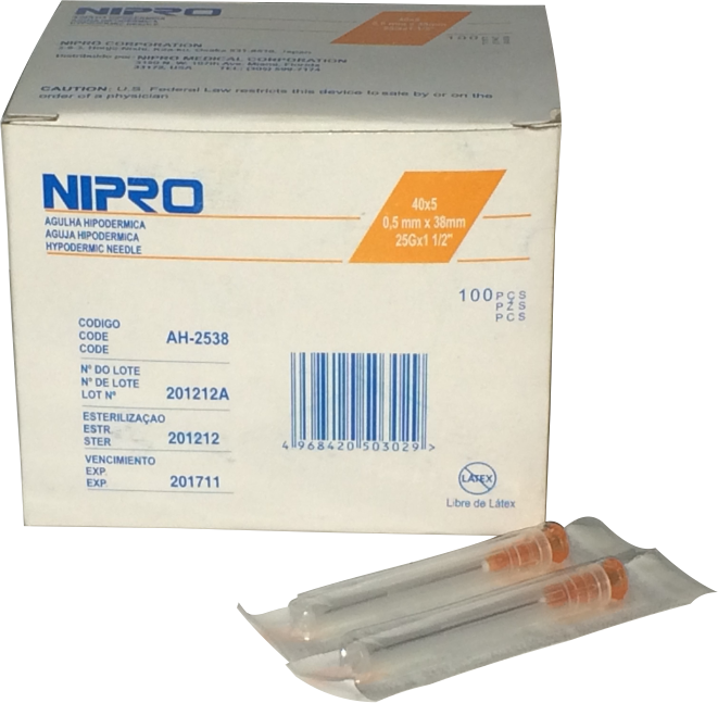 AGUJA HIPODERMICA NIPRO 25X38
