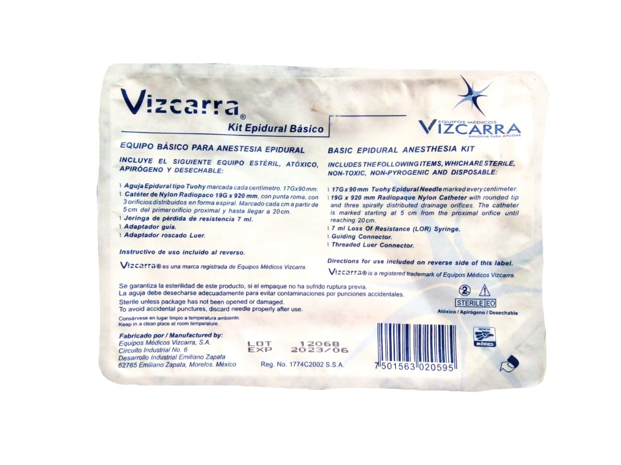 EQUIPO BÁSICO PARA ANESTESIA EPIDURAL