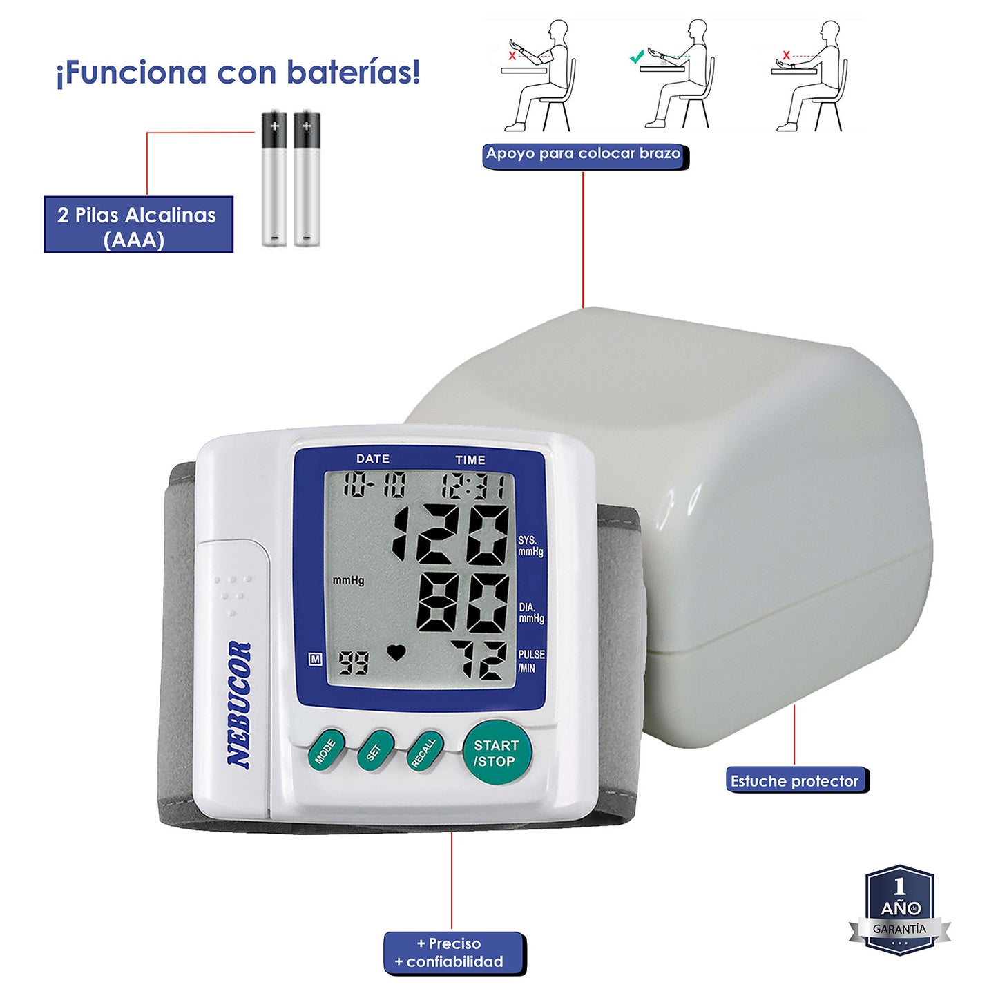 BAUMANÓMETRO DIGITAL DE MUÑECA NEBUCOR