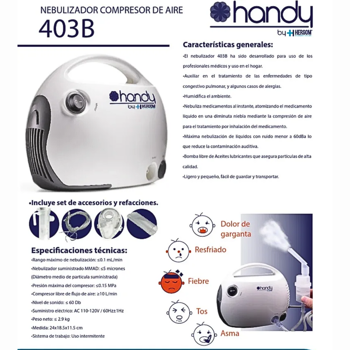 Compresor Nebulizador de Aire Comprimido Handy 403B